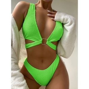 Claire Textured Ring Linked Wrap Bikini Swimsuit